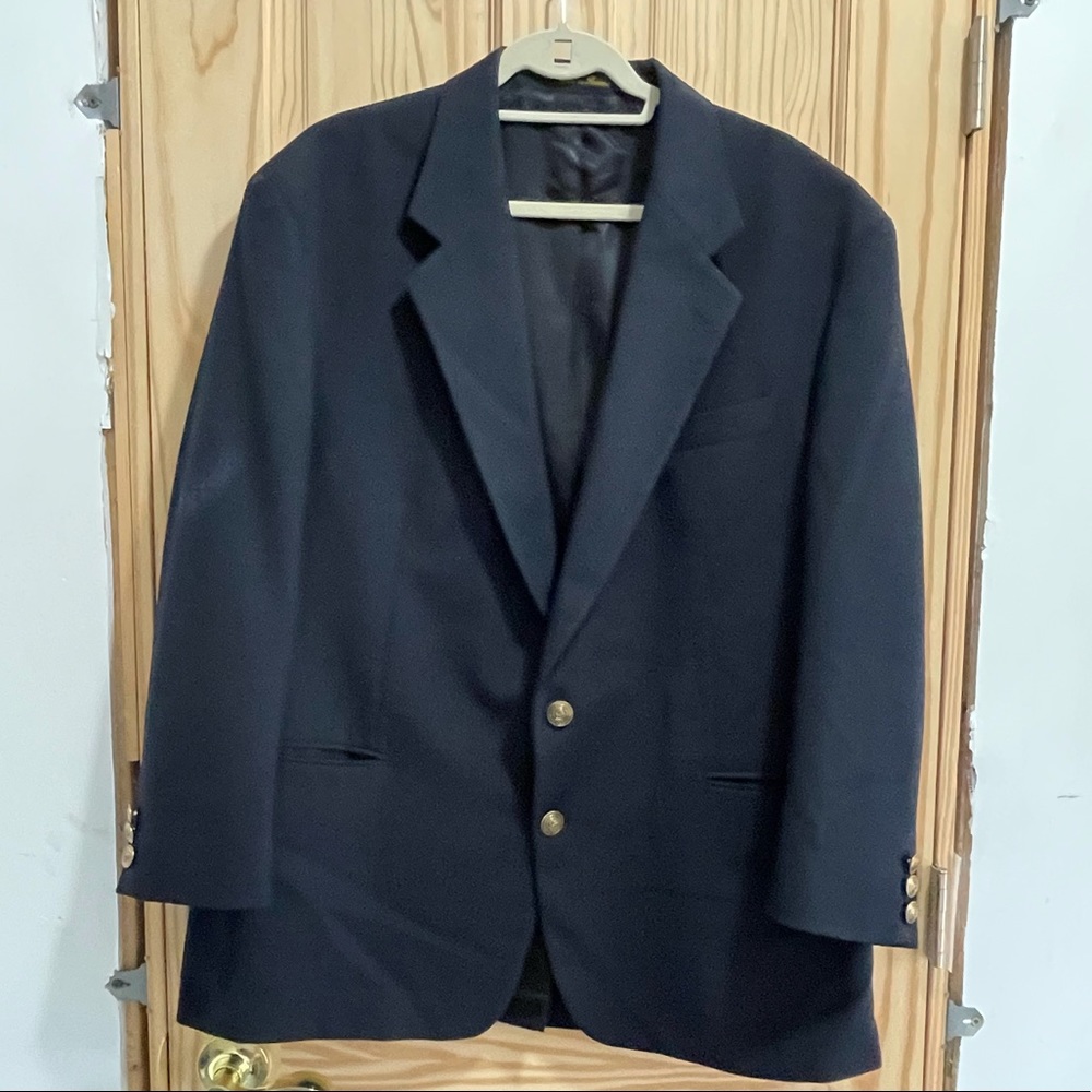 GIORGIO SANT ANGELO Vintage SPORTS COAT Suit Jacket Blazer 46R Black Gold Button